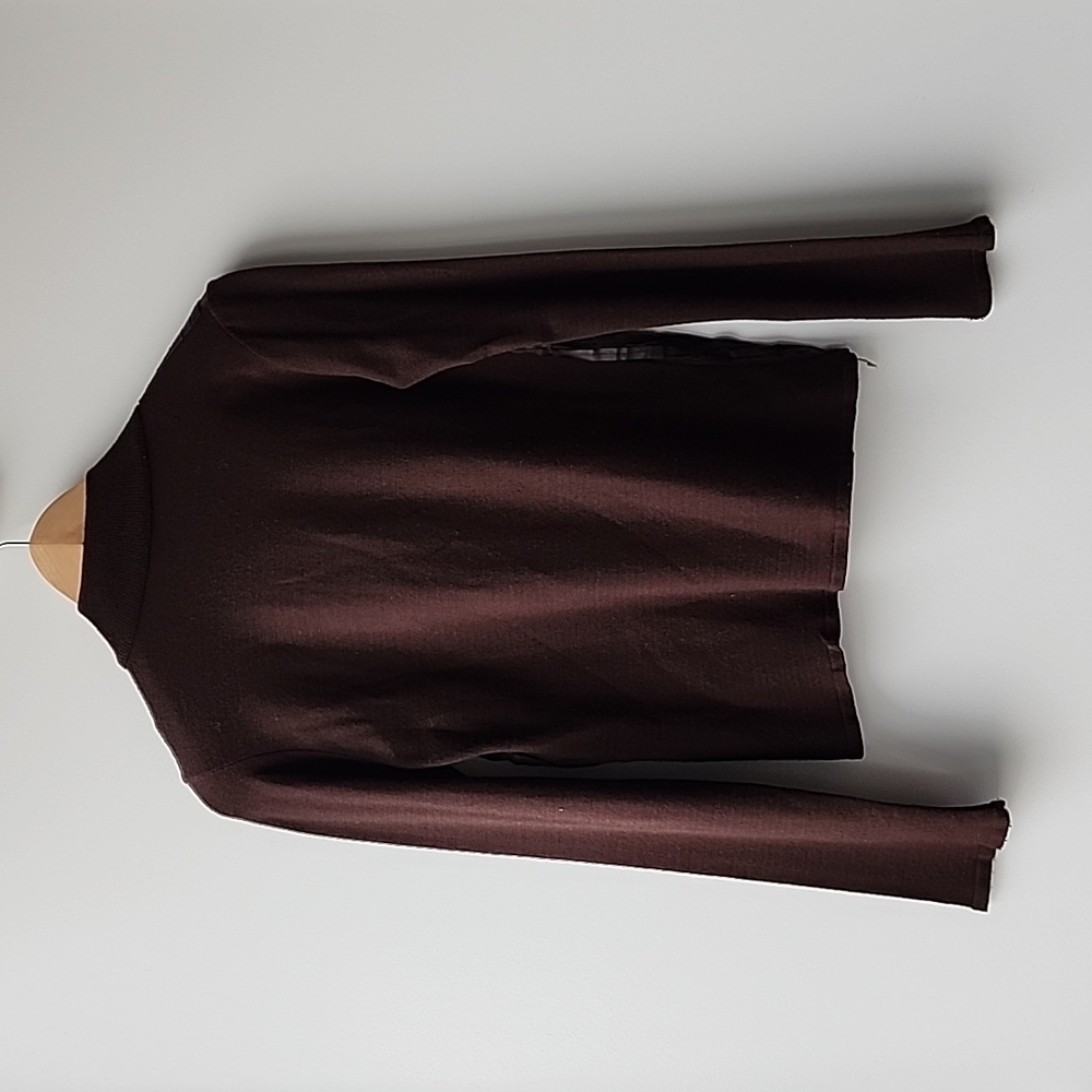 Vintage Pleather Strips Knit Zip Wool Blend Made in Italy Cardigan Jacket - Picture 10 of 10